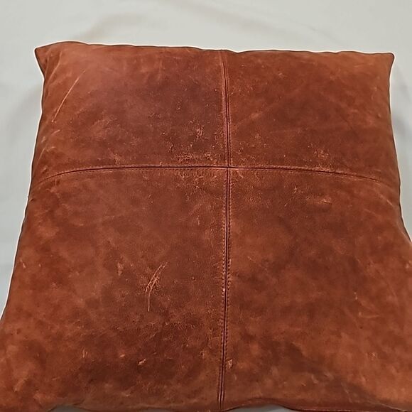 Red Leather Pottery Barn Pillow - Picture 3 of 7